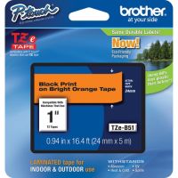 Brother TZE-B51 Laminated Tape for P-Touch Labelers (Black on Fluorescent Orange, 1" x 16.4')