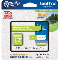 Brother TZE-MQG35 Laminated Tape for P-Touch Labelers (White on Lime Green, 0.5" x 16.4')