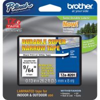 Brother TZE-N201 Laminated Super narrow Tape for P-Touch Labelers (9/64" x 26.2', Black on White)