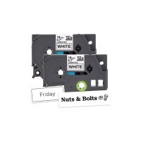 BROTHER TZE2412PKG 0.7IN BLK ON WHT LAM TAPE