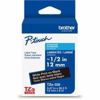 Brother TZe335G Laminated Tape for P-Touch Labelers (White on Black, 0.5" x 26.2')