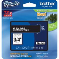 Brother TZE-345 Laminated Tape for P-Touch Labelers (White on Black, 0.75" x 26.2')