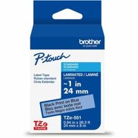 Brother P-touch Laminated Label Tape, 1" x 26.2', Black on Blue (TZe551G)