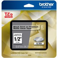 Brother TZEM31 Laminated Tape for P-Touch Label Makers (1/2" x 26.2', Black on Matte Clear)