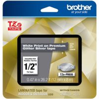 Brother TZEPR935 Laminated Tape for P-Touch Label Makers (1/2" x 26.2', White on Glitter Silver)