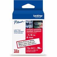 Brother TZeS211G Tape with ExtraStrength Adhesive for P-Touch Labelers (Black on White, 1/4" x 26.2')