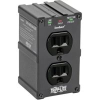 Eaton Tripp Lite Series ULTRABLOK Isobar 2-Outlet Surge Protector Direct Plug-In 1410 Joules Diagnostic LEDs Black Metal Housing