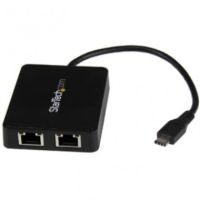 StarTech Dual Port USB C to Gigabit Ethernet Adapter NIC w/ USB A Port - US1GC301AU2R