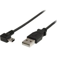 StarTech USB 2.0 Type-A Male to Right-Angle Mini-B Male Cable (3', Black) - USB2HABM3RA