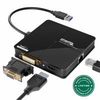 PLUGABLE TECHNOLOGIES USB3-3900DHE USB 3.0 Universal Mini Laptop Docking Station Dual Monitor Windows Mac  