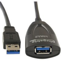PLUGABLE TECHNOLOGIES USB3-5M-D 5m USB 3.0 Active Extension Cable AC Adapter  