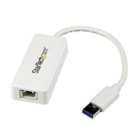 StarTech USB 3.0 to Gigabit Ethernet Adapter NIC with USB Port (White) - USB31000SPTW