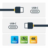 StarTech 6.6ft (2m) USB-C Cable, USB 5Gbps, 100W (5A) PD, 4K 60Hz DP Alt Mode, TPE Jacket, Thunderbolt Compatible - USB315CCV2M