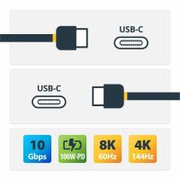 StarTech 3.3ft (1m) USB-C Cable, USB 10Gbps, 100W (5A) Power Delivery, 8K 60Hz / 4K 144Hz DP Alt Mode, USB-IF Certified, Thunderbolt Compatible - USB31CCV1M