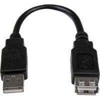 StarTech Male to Female USB 2.0 Extension Adapter Cable A to A (Black, 6") - USBEXTAA6IN