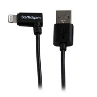 StarTech Angled Black Apple 8-pin Lightning Connector to USB Cable for iPhone / iPod / iPad (6.6', Black) - USBLT2MBR