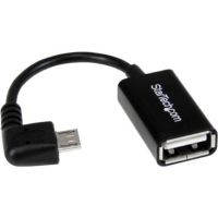 StarTech Right Angle Micro USB to USB OTG Male/Female Host Adapter (Black) - UUSBOTGRA