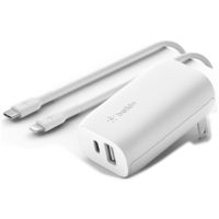 Belkin Boost  Charge Dual Wall Charger with PPS + USB-C Cable with Lightning Connector - WCB007DQ1MWH-B5