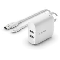 Belkin Boost Charge Dual USB-A Wall Charger 24W + Lightning to USB-A Cable - WCD001DQ1MWH
