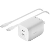Belkin Boost Charge Pro Dual USB-C GaN Wall Charger with PPS 65W + USB-C to USB-C Cable - WCH013DQ2MWH-B6