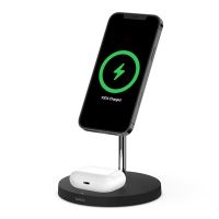 Belkin WIZ010ttBK 2-in-1 Wireless Charger Stand with MagSafe 15W