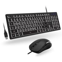MACALLY PERIPHERALS X9BLKEYLP7CB Performance Large Print 7 Color Backlit USB Keyboard and Mouse Combo for PC