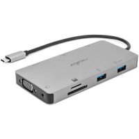 ROCSTOR Y01H01-AG Premium USB-C 9-Port Multiprotocol Hub Gigabit Ethernet