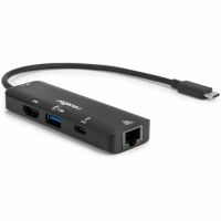 ROCSTOR Y10A307-B1 USB-C 4-in-1 4K Multiport Adapter HDMI USB 3.0 Ethernet PD