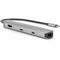 ROCSTOR Y10A311-S1 Slim USB-C 6-in-1 4K Multiport Adapter DP 1.4 HDMI Ports