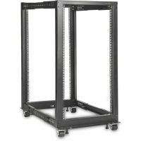 ROCSTOR Y10E072-B1 SolidRack 22U Adjustable Depth Open Frame 4-Post Rack Casters