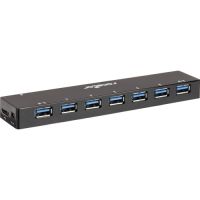 ROCSTOR Y10P003-B1 7-Port USB 3.0 Hub 2x Fast-Charge 2.4A Ports Total 7 USB Type-A