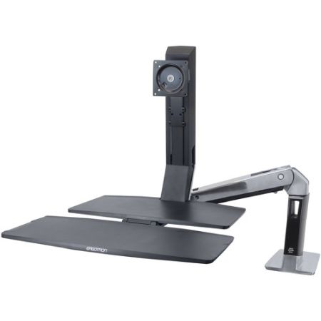 Ergotron WorkFit-A Single Monitor Sit-to-Stand Desk Mount (Polished Aluminum) - 24-317-026