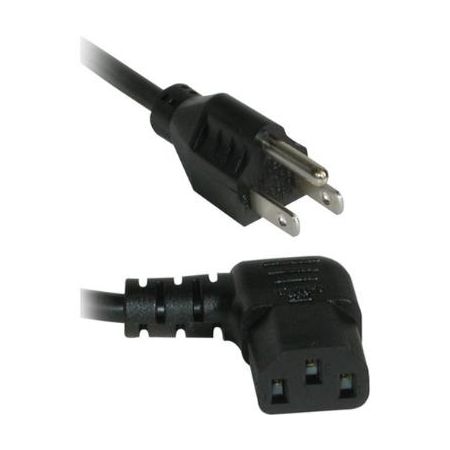 C2G 18 AWG Universal Right-Angle Power Cord (NEMA 5-15P to IEC320C13R, Black, 10') - 27909