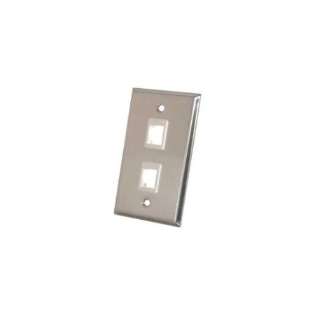 C2G 1-Gang 2-Port Keystone Wall Plate - Stainless Steel - 37094