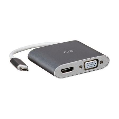 C2G USB Type-C to HDMI and VGA MST Multiport Adapter (White) - C2G29831