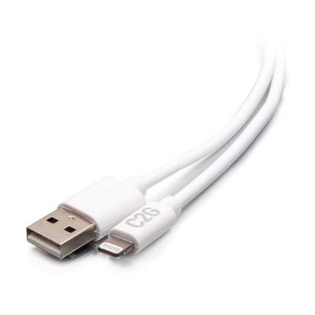 C2G USB-A Male to Lightning Male Sync and Charging Cable (3', White) - C2G29905