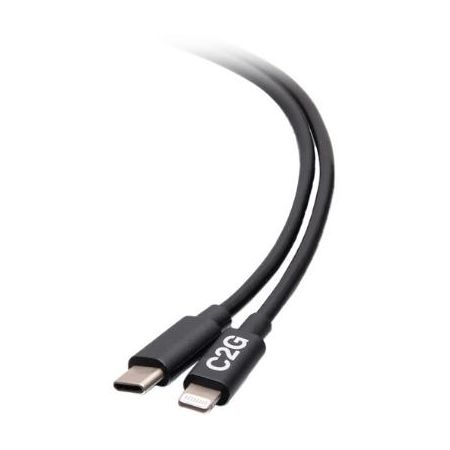 C2G USB-C Male to Lightning Male Sync and Charging Cable (3', Black) - C2G54555