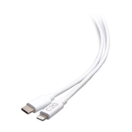 C2G USB-C Male to Lightning Male Sync and Charging Cable (3', White) - C2G54558