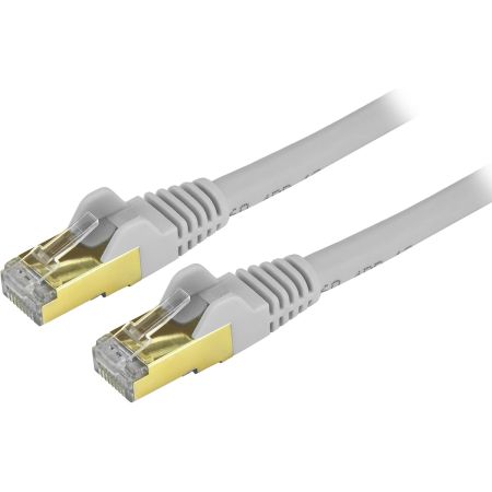 StarTech  12ft CAT6a Ethernet Cable - 10 Gigabit Shielded Snagless RJ45 100W PoE Patch Cord - 10GbE STP Network Cable w/Strain Relief - Gray Fluke Tested/Wiring is UL Certified/TIA - C6ASPAT12GR