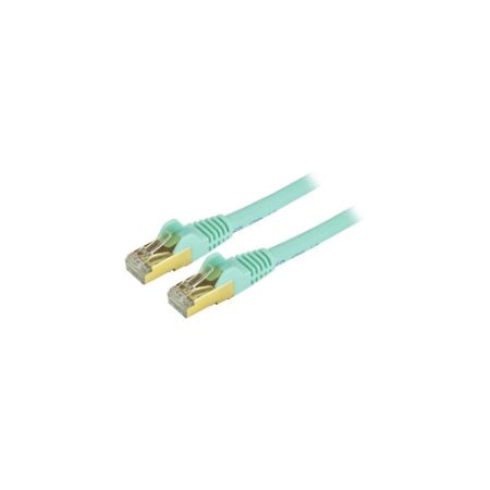 StarTech 1 ft CAT6a Ethernet Cable - 10GbE STP Snagless 100W PoE Aqua - C6ASPAT1AQ