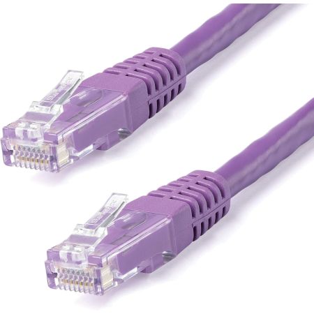 StarTech CAT6 Gigabit Wire 100W PoE 650MHz Molded Ethernet Patch Cable, Purple, 10ft - C6PATCH10PL