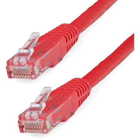 StarTech 10ft CAT6 Ethernet Cable - Red CAT 6 Gigabit Ethernet Wire -650MHz 100W PoE RJ45 UTP Molded Network/Patch Cord w/Strain Relief/Fluke Tested/Wiring is UL Certified/TIA - C6PATCH10RD