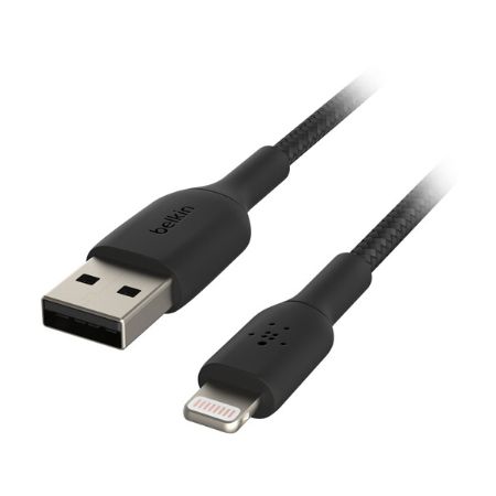 Belkin Boost Charge Braided Lightning to USB-A Cable (1m / 3.3ft, Black) - CAA002BT1MBK