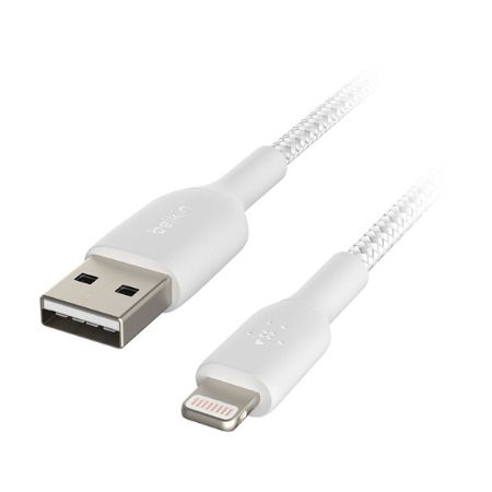 Belkin Boost Charge Braided Lightning to USB-A Cable (1m / 3.3ft, White) - CAA002BT1MWH