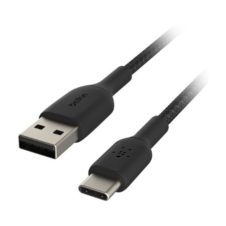 Belkin Braided USB-C to USB-A Cable (2m / 6.6ft, Black) - CAB002BT2MBK