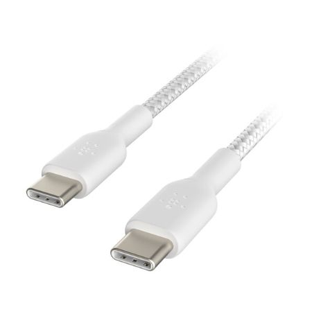 Belkin Braided USB-C to USB-C Cable (1m / 3.3ft, White) - CAB004BT1MWH