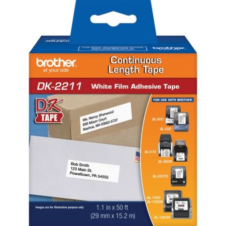 Brother DK2211 Black Print on White Tape (1-1/7