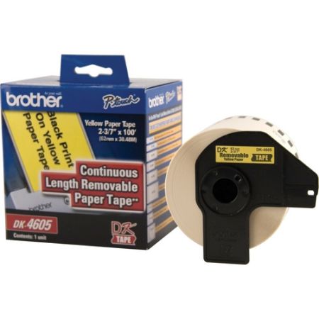 Brother DK4605 Black Print on Yellow Tape (2-3/7