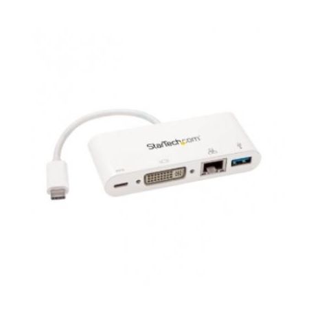 StarTech USB C Multiport Adapter to DVI-D (Digital)/60W PD Passthrough/GbE/USB-A - Portable Dock - DKT30CDVPD