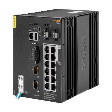 HPE JL817A Networking 4100i 12-port 1GbE (8-port Class 4 POE and 4-port Class 6 POE) 2-port SFP+ DIN Mount Switch